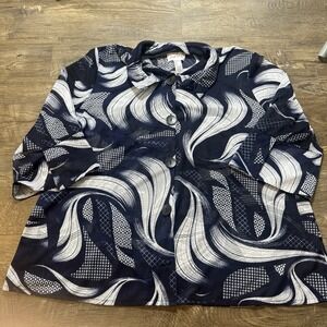 Joseph Ribkoff Navy/Vanilla Jacket Style 231244 Abstract Swirl Career Office